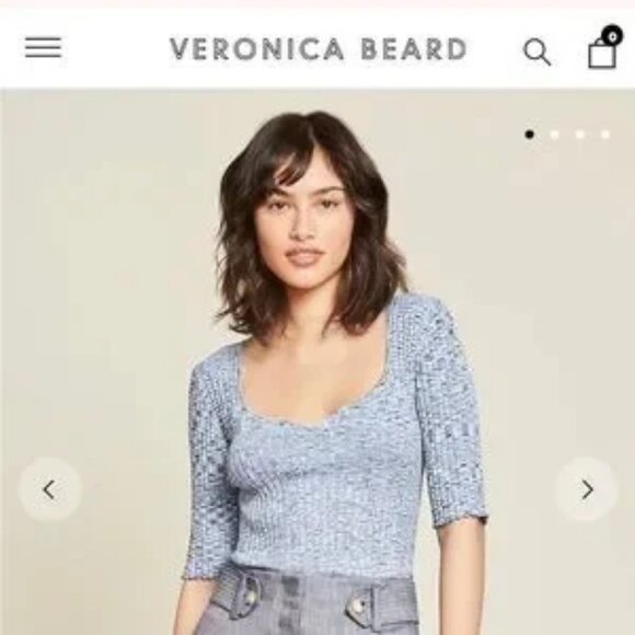 Womens Veronica Beard Lipa Space-Dyed Pullover Blue Multi Ribbed Designer Top M - Picture 1 of 13